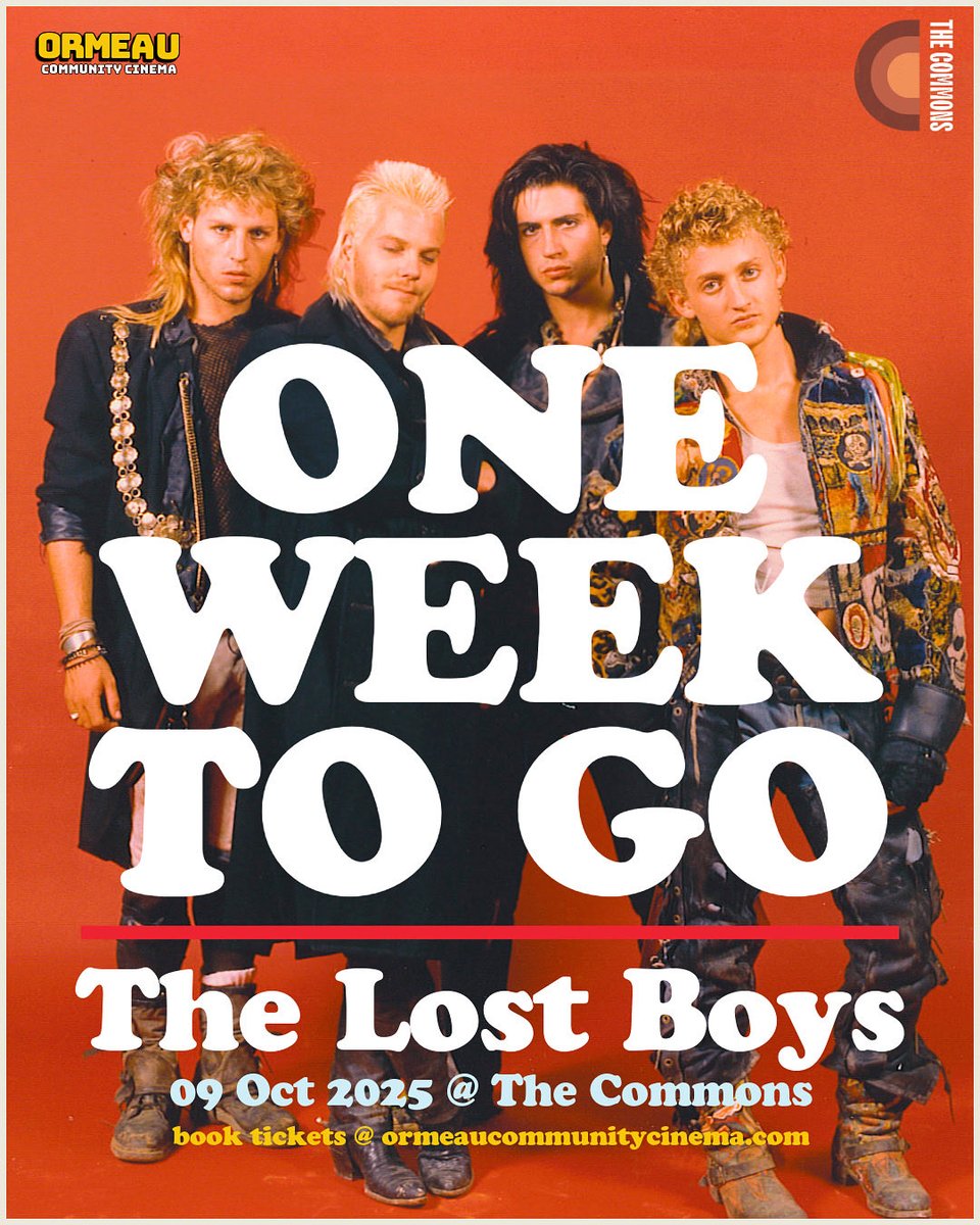 OrmeauCinema's tweet photo. In one week The Lost Boys descend upon The Commons! 🧛

Join us for this 80’s Horror classic as we kick off Paranormeau Activity V! 🍿🎬🎃💀

Tickets at https://t.co/RaMq3JQK0o https://t.co/N3tcAWgkCX
