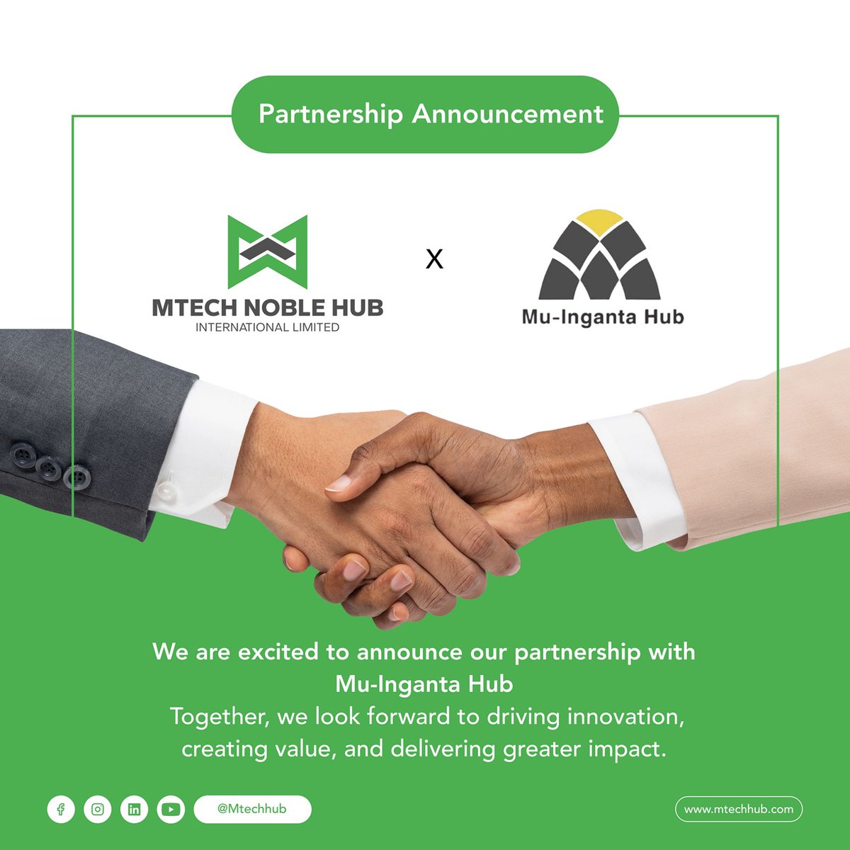 MtechNoble's tweet image. 🤝 Exciting News!

MTECH Noble Hub Intl Ltd partners with @muinganta_hub  to drive innovation, foster collaboration &amp;amp; create lasting impact. 

#Partnership #Innovation #Impact #MTechNobleHub #MuIngantaHub