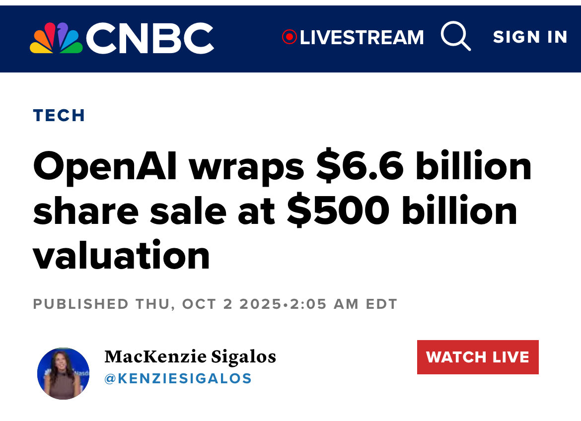 rohindhar's tweet image. OpenAI completes tender offer allowing early employees to sell shares at a $500BN valuation
How big a deal is this for the San Francisco based company?
Well the $6.6BN in liquidity for employees is enough to buy *every single* home sold in San Francisco in the last year…