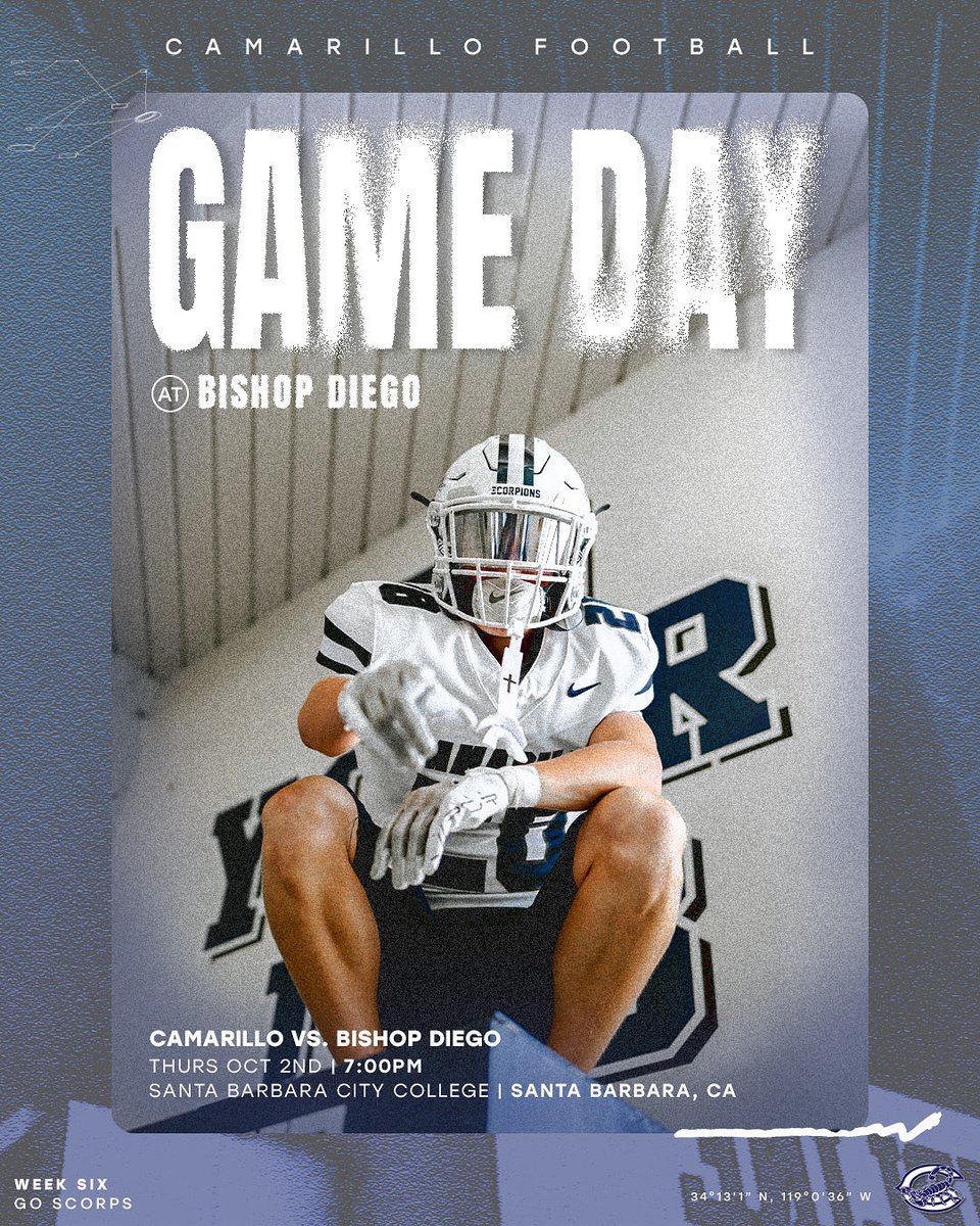 ACHS_Scorps_FB's tweet image. Game Day

Camarillo travel to SBCC to start Marmonte League play vs Bishop Diego! Kickoff is at 7pm! Grab your tickets at GoFan.co 

#GoScorps #Character #Commitment

Lower levels 
10/2 - FS vs San Marcos at 6:30pm (Home)
10/3-
JV at SBCC vs Bishop Diego at 3p