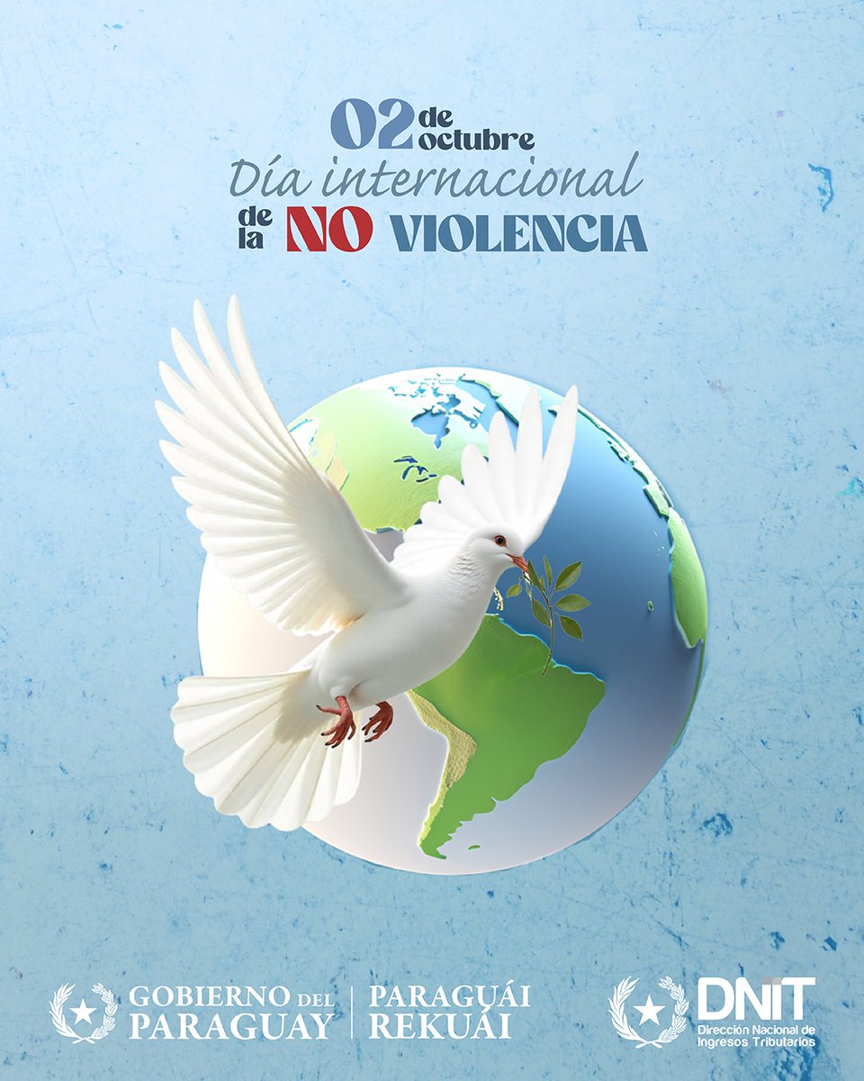 DNITpy's tweet image. 🗓️ 2 de octubre

☮️ Día Internacional de la No Violencia.

🕊️ La no violencia es un camino hacia la paz, la justicia y la dignidad humana. Sigamos su ejemplo y trabajemos juntos por un mundo más pacífico y respetuoso.