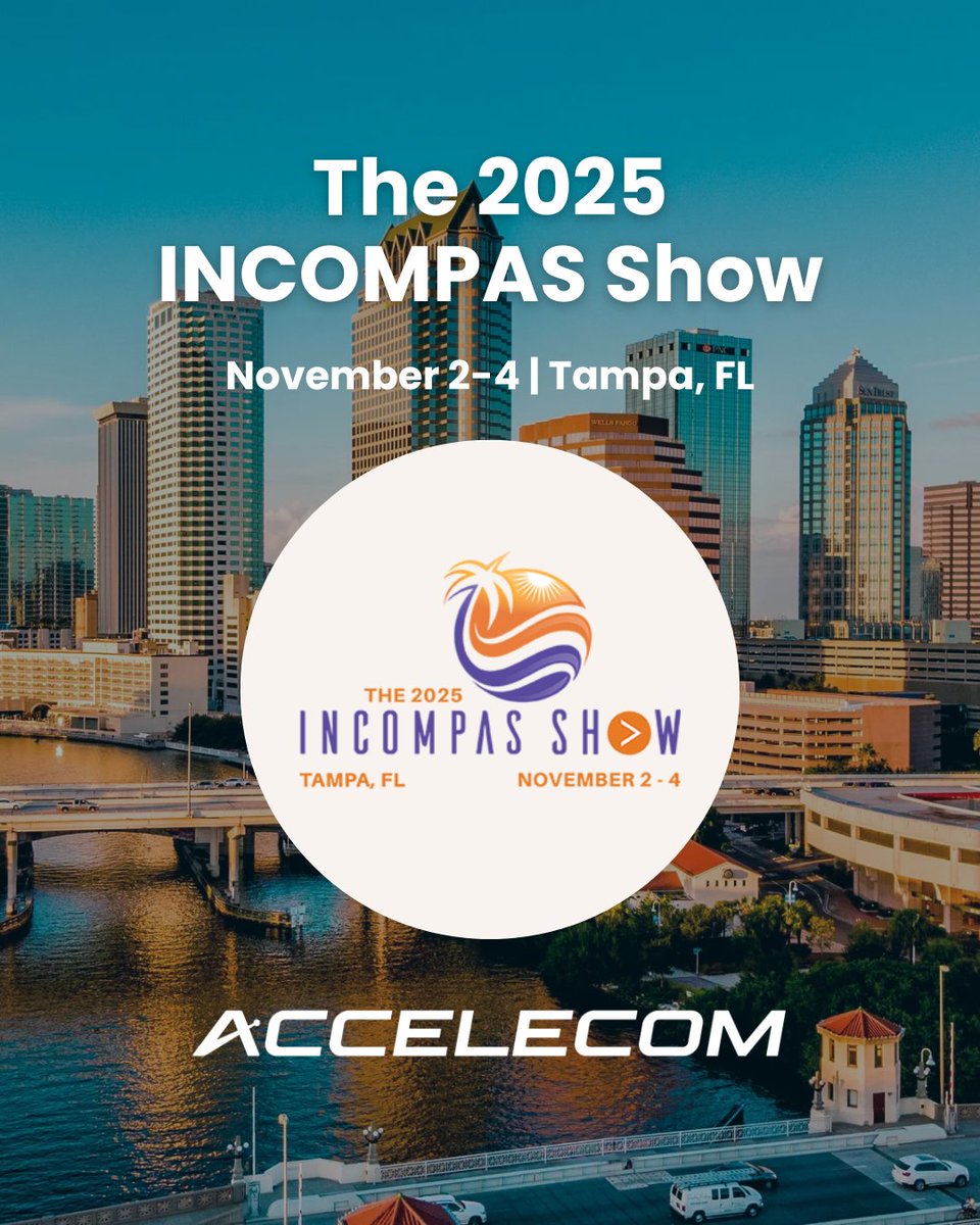 AccelecomFiber's tweet image. Counting down to the 2025 @INCOMPAS Show in Tampa, Nov 2–4!
Reach out to Bill Leonard to schedule a time to connect at the conference!
📩 bill.leonard@accelecom.net
#INCOMPASShow #Telecom #FiberNetwork #Connectivity #Accelecom