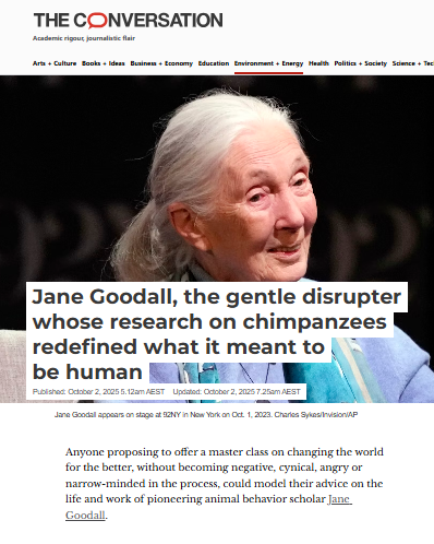 Vale Jane Goodall.  A marvellous life and a true hero for the planet.