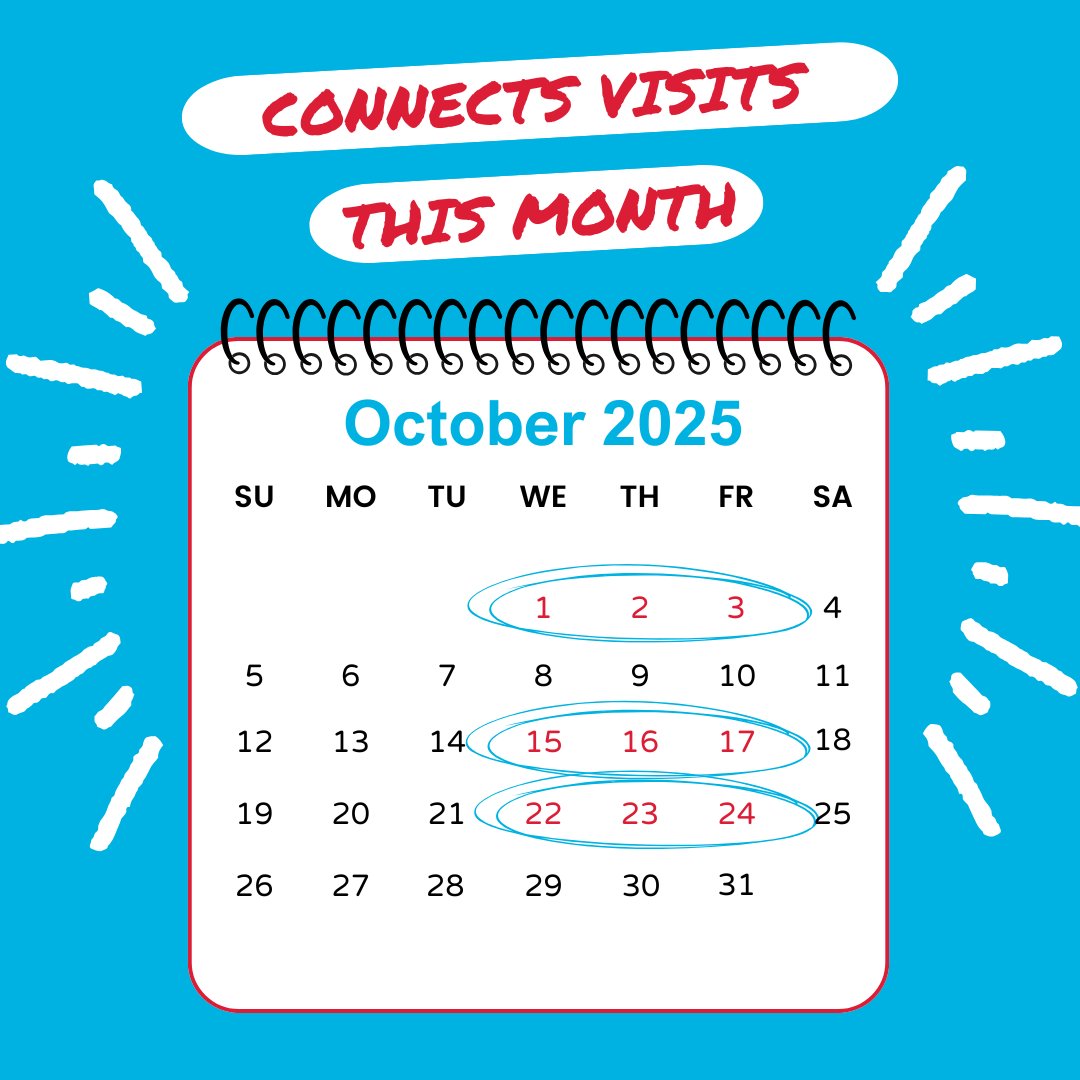 We can’t wait to connect with you! Expect us in your neighborhood on October 3-5, 15-17, and 22-24. See you soon!

#ConnectsVisits