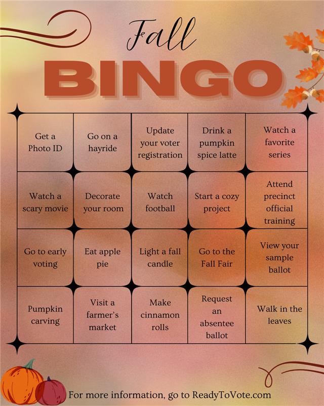 Looking to get into the Autumn spirit? We've got your Fall Bingo card ready to go with cozy activities and checklist items for the upcoming 2025 Municipal Elections!