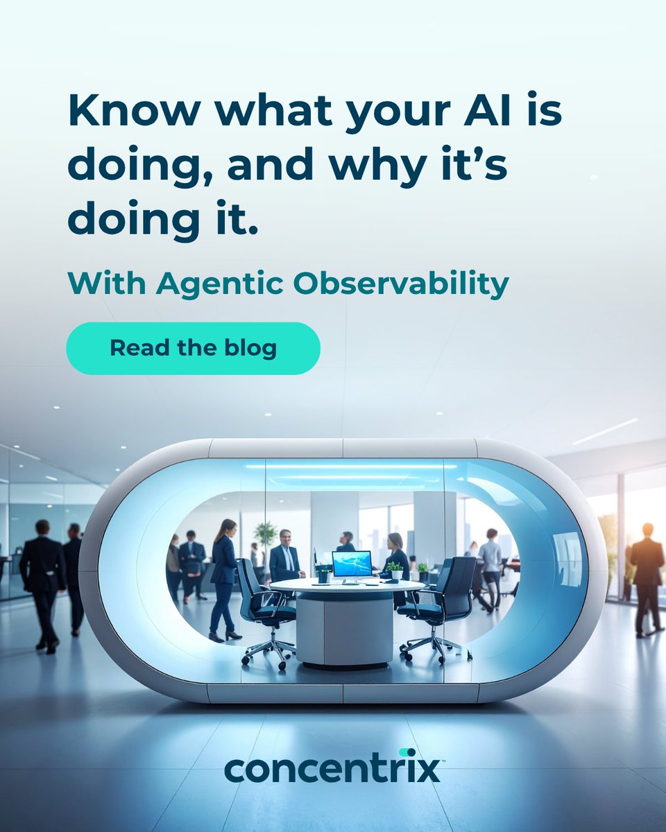 Concentrix's tweet image. Ever felt like you’re flying blind with AI? 
Agentic Observability gives you a real-time look into the handoffs between humans and AI. Safeguard your workflows, reduce risks, and see measurable impacts on your business. cnx.li/rJJIZ