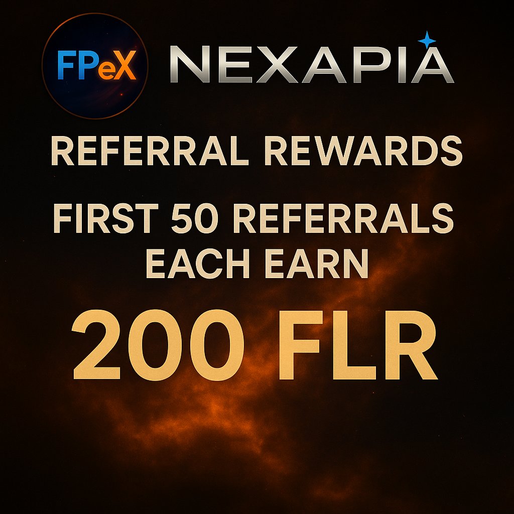 🚨 FPEX REFERRAL PROGRAM 🚨

The first 50 referrals can each earn 200 $FLR 🎉

👉 Get your code here: fpex.xyz/account?tab=re…

Don’t miss out, spots are limited.

Join our Discord to learn more! 🔥
discord.gg/ZVfPYKkkCu

#FlareNetwork #DeFi #Referral #FPeX