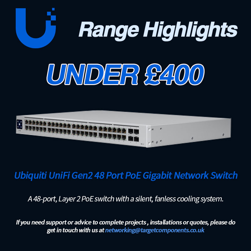 TargetCompUK's tweet image. Upgrade your network for less – @Ubiquiti 48-Port PoE Switch now under £400!

Reliable, powerful, and perfect for expanding your setup.

Explore the full Ubiquiti range here: targetcomponents.co.uk/vendor/ubiquiti

#Ubiquiti #NetworkingSolutions #PoE #TechUpgrade #ExploreTheRange