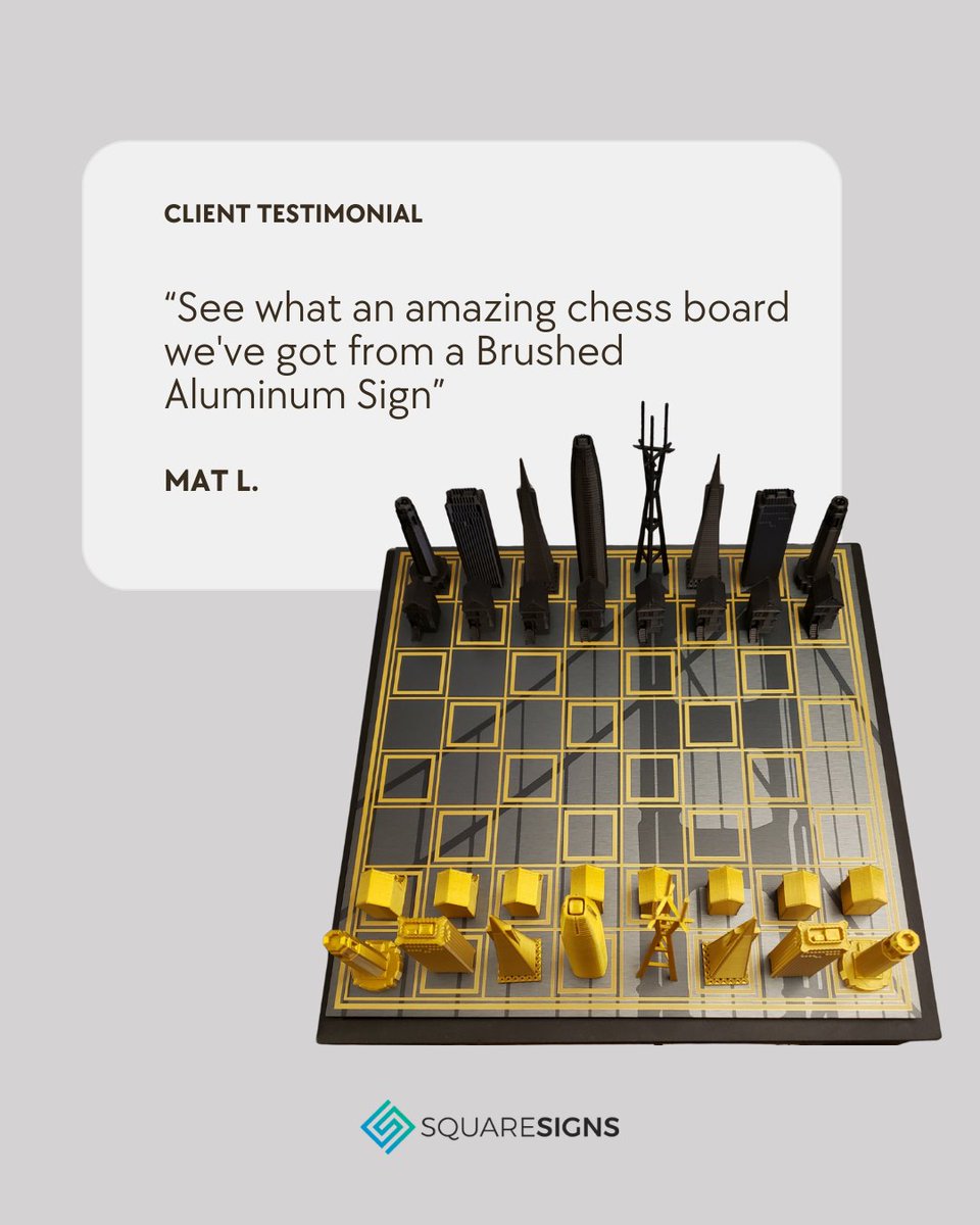 If you can imagine it, we can make it!

Check out this amazing custom chessboard designed by one of our talented customers, complete with a sleek brushed aluminum sign. 

#CustomSigns #SquareSigns #PersonalizedGifts #BrushedAluminum #ChessboardDesign #BrushedAluminumSign