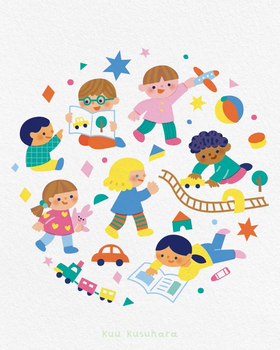 お仕事 国立障害者リハビリテーションセンターさま 表紙、中面イラストもりもり描きました!! 色んな国の子達を描くの楽しい