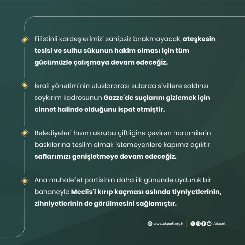 Akparti's tweet photo. Genel Başkanımız ve Cumhurbaşkanımız Sayın Recep Tayyip Erdoğan’ın Genişletilmiş İl Başkanları Toplantımızdan öne çıkan açıklamaları.