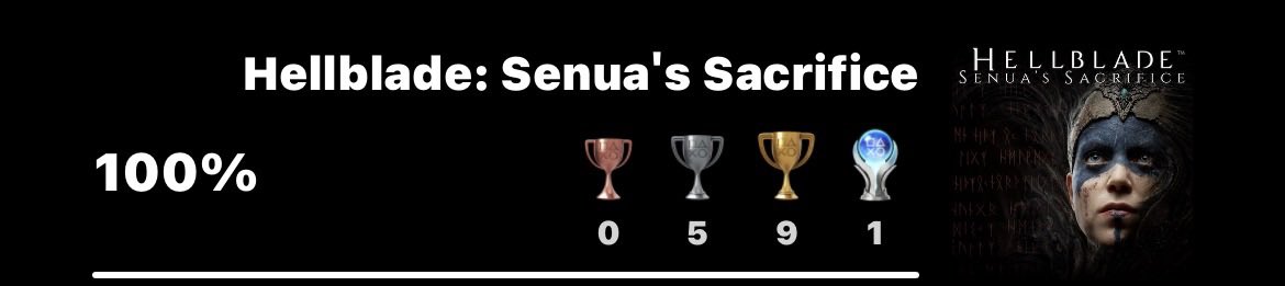 Platinum Cup 407🏆

Hellblade: Senua's Sacrifice

Difficulty: 1/10
Number of hours to platinum: 10 hours

Beautiful music story and excited to start tomorrow in the second part