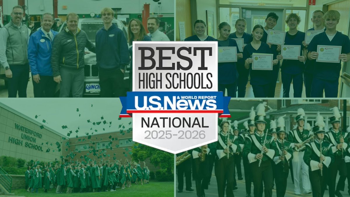 The news is out, and Waterford Union High School ranked in the top 17% of high schools in the nation. Thank you for being the best community and supporting our students, teachers, and programming.