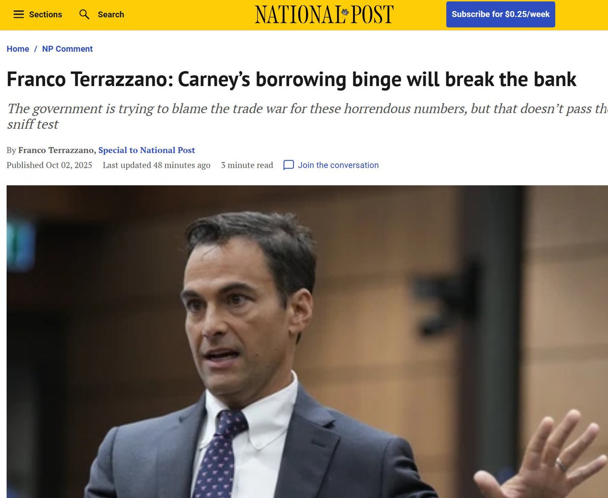 Carney plans to rack up nearly twice as much debt over four years compared to what Trudeau had planned.

When it comes to the debt, Carney isn’t just different than Trudeau, he appears to be worse.

nationalpost.com/opinion/franco…