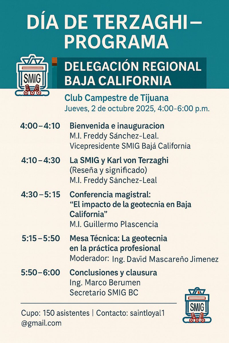 saintloyal's tweet image. Hoy #2Octubre conmemoramos el #TerzaghiDay, y aquí en Baja California tendremos este evento para honrar al Padre de nuestra disciplina profesional.