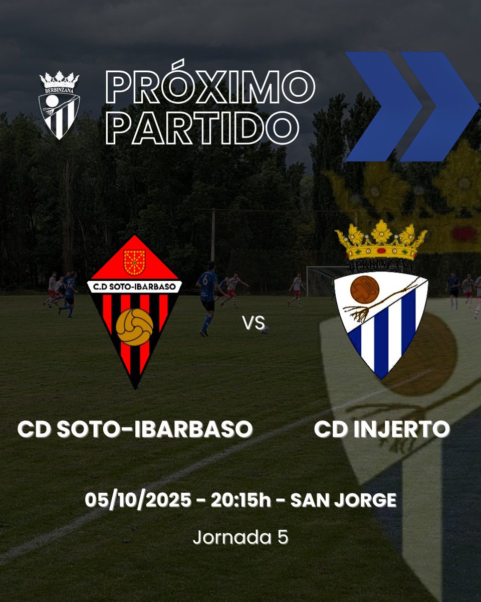 🗓️ PRÓXIMO PARTIDO

¡Esto no para! El fin de semana visitamos San Jorge para enfrentarnos al Soto-Ibarbaso. ¡Vamos, equipo! 💥

🆚 <a href="/CIbarbaso/">CD SOTO IBARBASO</a>
🏟️ San Jorge
📆 05/10 (Domingo)
🕒 20:15h

¡Aúpa Injerto! 💙🖤

#SotoIbarbasoInjerto