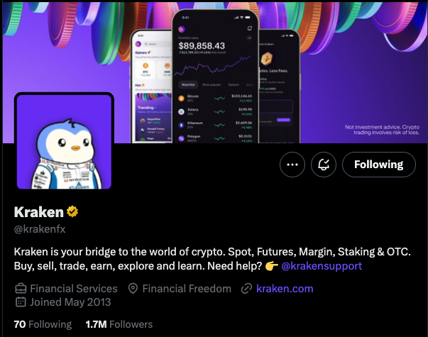 InkPurpleWave's tweet photo. BREAKING: even @krakenfx itself follows the Ink Purple Wave with their new Purple Background PFP 🫟 🐧

The trend is unstoppable now! https://t.co/UeY8aR4Nfa
