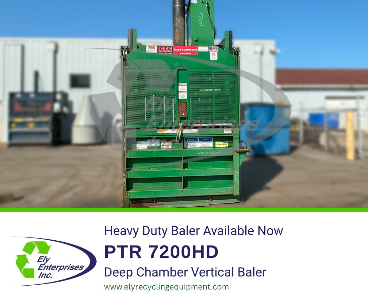 ElyEnterprises's tweet image. Maximize every bale with the PTR 7200HD Vertical Baler. Deep chamber design delivers heavier, denser bales while saving space and reducing transport costs.

View this unit.→ elyrecyclingequipment.com/listings/ptr-7…

#VerticalBaler #RecyclingSolutions #Efficiency #Sustainability