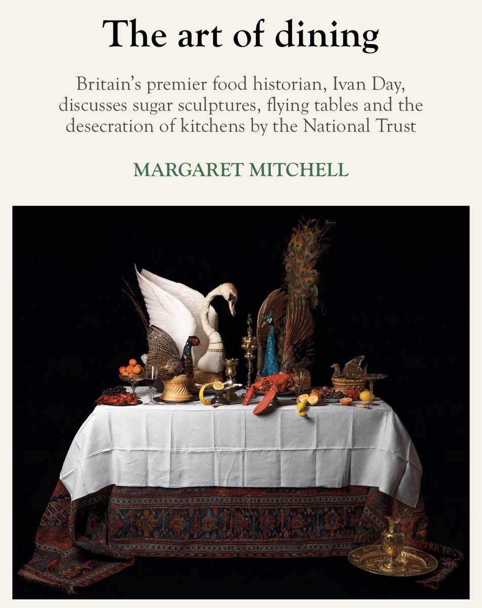 I spoke to the food historian Ivan Day for this week’s <a href="/spectator/">The Spectator</a> - discussing swan pies, the National Trust and Heston Blumenthal: spectator.co.uk/article/the-ar…
