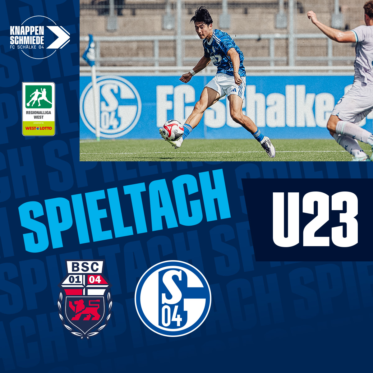 🔵 SPIELTACH❗⚪

⚒️Regionalliga West, 11. Spieltag
⚽ Bonner SC 🆚 U23
⏰ 16:30 Uhr 📍 Sportpark Nord
📲 Tor-Ticker auf X
📺 leagues.football/s04 

#schmiede #RLWest #S04