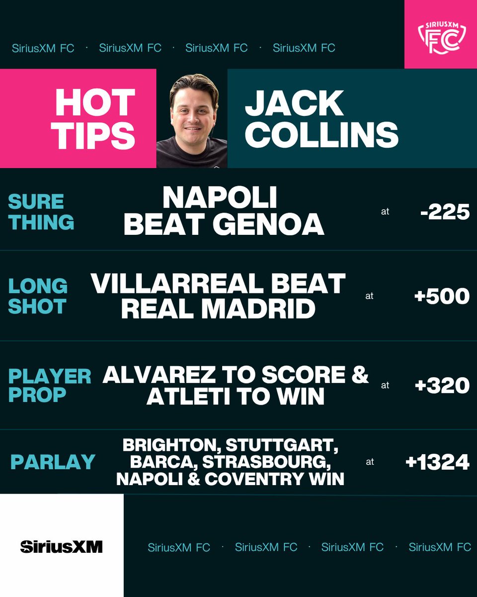SiriusXMFC's tweet image. HOT TIPS 💰

Who are you backing this weekend?