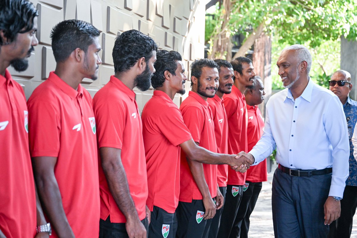 President Dr <a href="/MMuizzu/">Dr Mohamed Muizzu</a> hosted an evening tea for the Maldives national football team at Citron by Lemongrass today, celebrating their dedication and recent achievements.