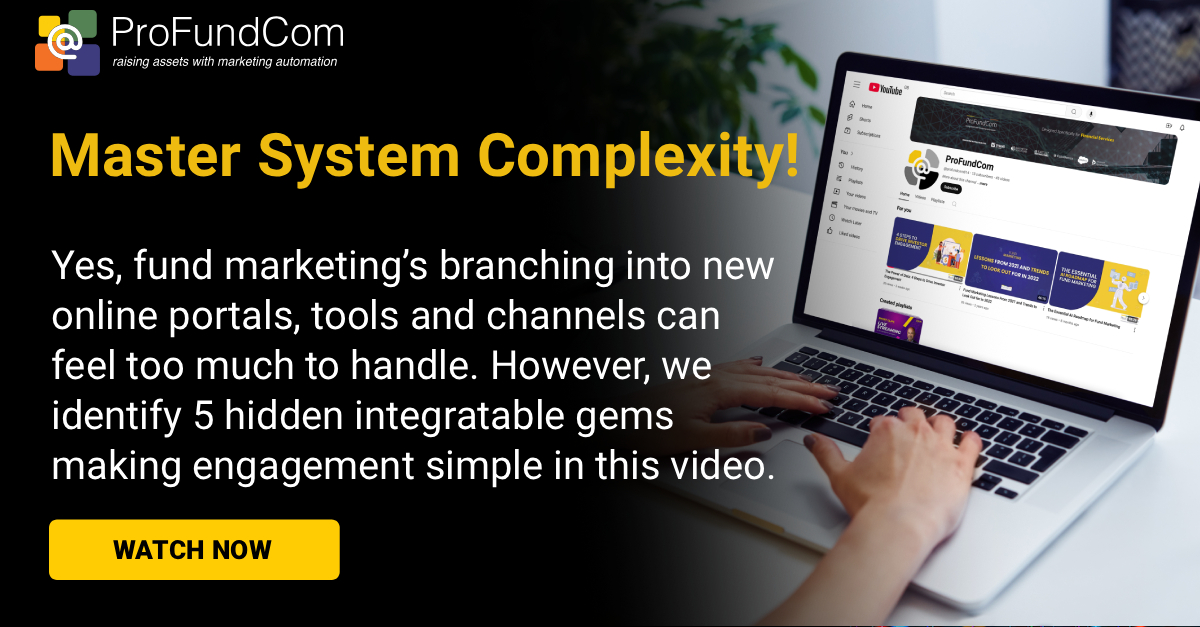 ProFundCom's tweet image. 🖇️ Tech overload? Integrations are the glue that keep fund marketing systems efficient &amp;amp; investor journeys seamless. Watch our replay 👇

youtube.com/watch?v=pteJnL…

#FundMarketing #Integrations #MarTech #InvestorData #AssetManagement