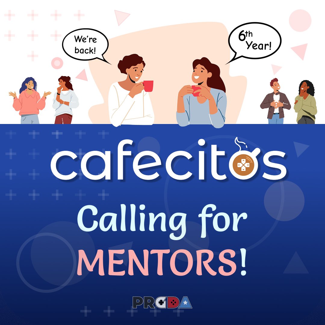 prgamedevs's tweet image. Our 6th CAFECITOS mentoring event with @LatinosinGaming takes place November 7 to 9! We're looking for mentors to help game dev communities from Puerto Rico to LATAM. If interested, please fill out the form: forms.gle/2fshVnHkfiyDCA…
We'll soon announce our forms for mentees! 🥳