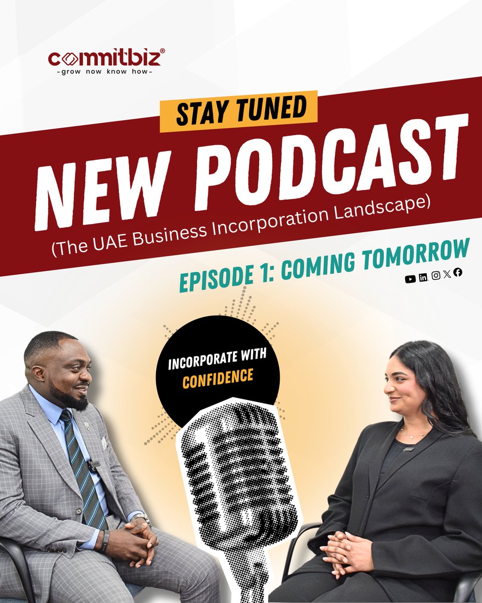 Commitbiz's tweet image. 𝗘𝗽𝗶𝘀𝗼𝗱𝗲 𝟭: 𝗧𝗵𝗲 𝗨𝗔𝗘 𝗕𝘂𝘀𝗶𝗻𝗲𝘀𝘀 𝗜𝗻𝗰𝗼𝗿𝗽𝗼𝗿𝗮𝘁𝗶𝗼𝗻 𝗟𝗮𝗻𝗱𝘀𝗰𝗮𝗽𝗲 of our podcast “𝗜𝗻𝗰𝗼𝗿𝗽𝗼𝗿𝗮𝘁𝗲 𝘄𝗶𝘁𝗵 𝗖𝗼𝗻𝗳𝗶𝗱𝗲𝗻𝗰𝗲” goes live tomorrow on all Commitbiz social media platforms – don’t miss it!

#Commitbiz #IncorporateWithConfidence