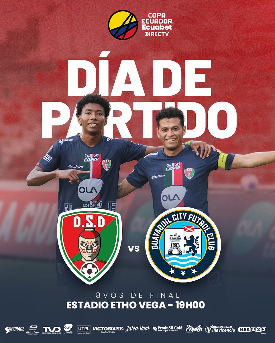 DÍA DE PARTIDO!
Copa Ecuador 🏆 
8vos de final 

Estadio Etho Vega
19h00

#DeportivoSantoDomingo #ElEquipoDeTodos #SomosSantiDomingo #CopaEcuador #Ecuabet #Directv