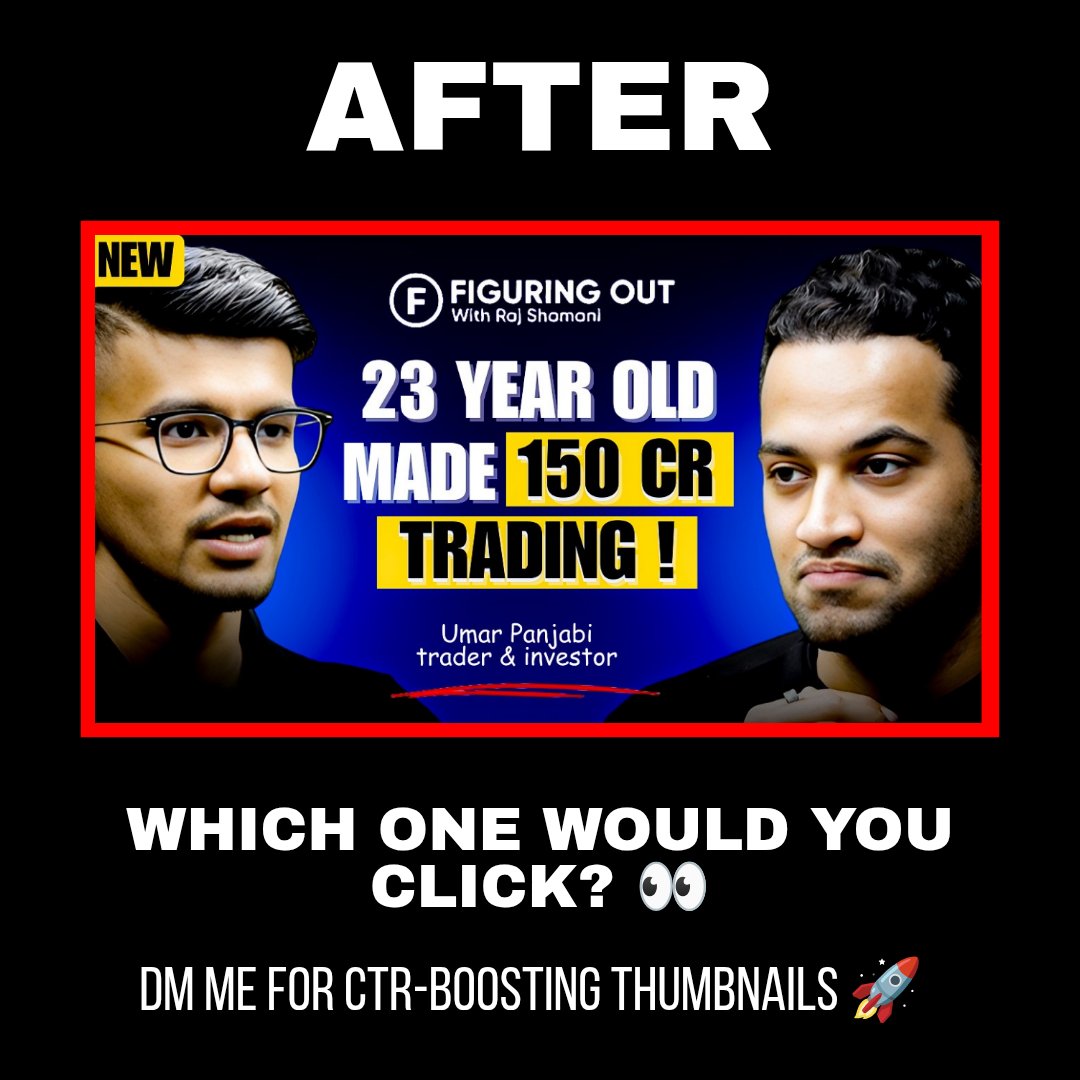 ClickBoostWorks's tweet image. Before vs After Thumbnail 🔥
First impressions matter.
Which one grabs your attention more? 👀
👉 DM me for clickable thumbnails that boost CTR 🚀

#youtubethumbnails #ctrboost #graphicdesigner #youtubegrowth #contentcreators #youtubedesign
