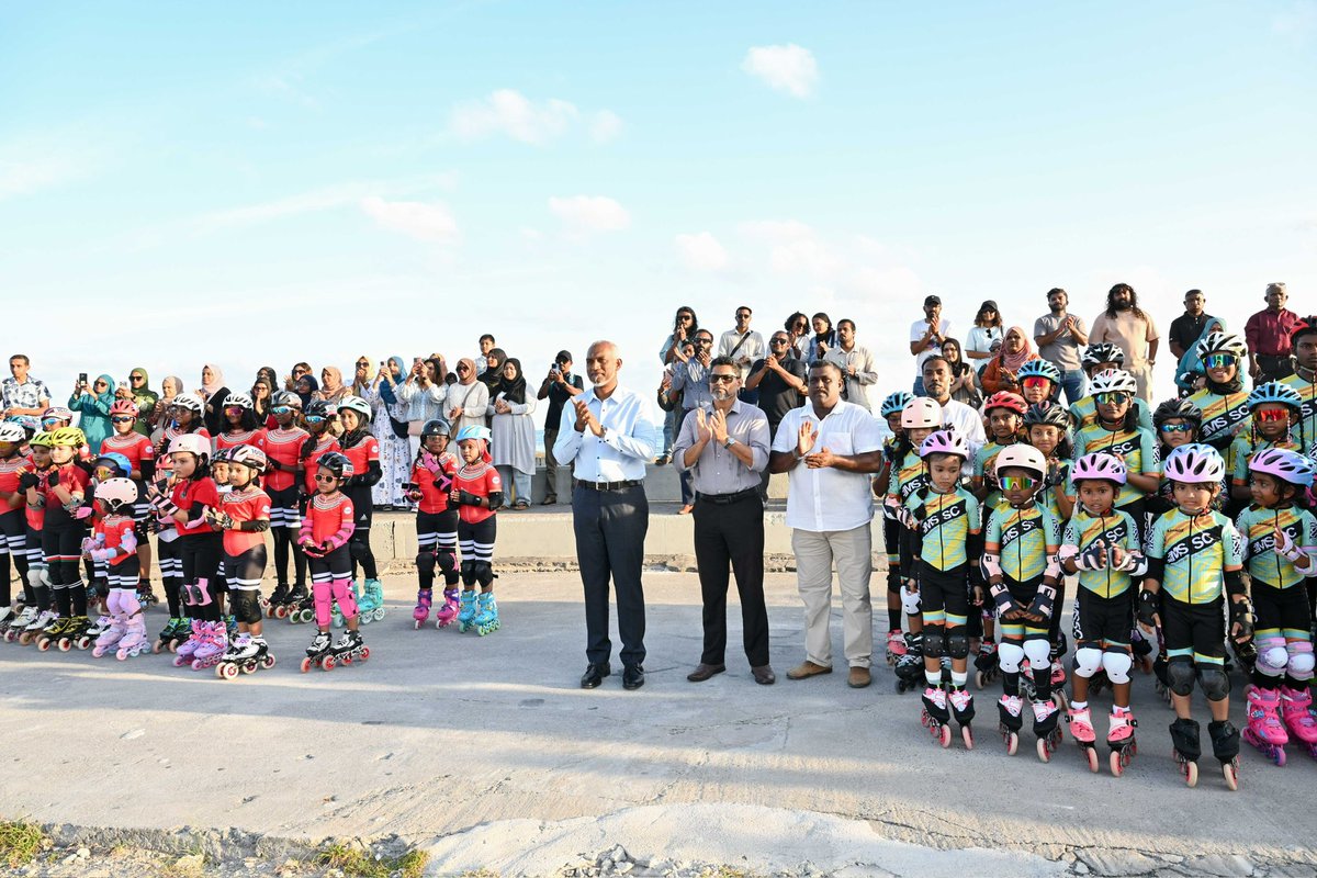 President Dr <a href="/MMuizzu/">Dr Mohamed Muizzu</a> graces the groundbreaking ceremony of the Skate Arena. The foundation stone was laid by the Minister of Sports, Fitness and Recreation, Abdulla Rafiu and Deputy MD of RCC, Adam Raheem. The arena will feature a speed skating track and a park for