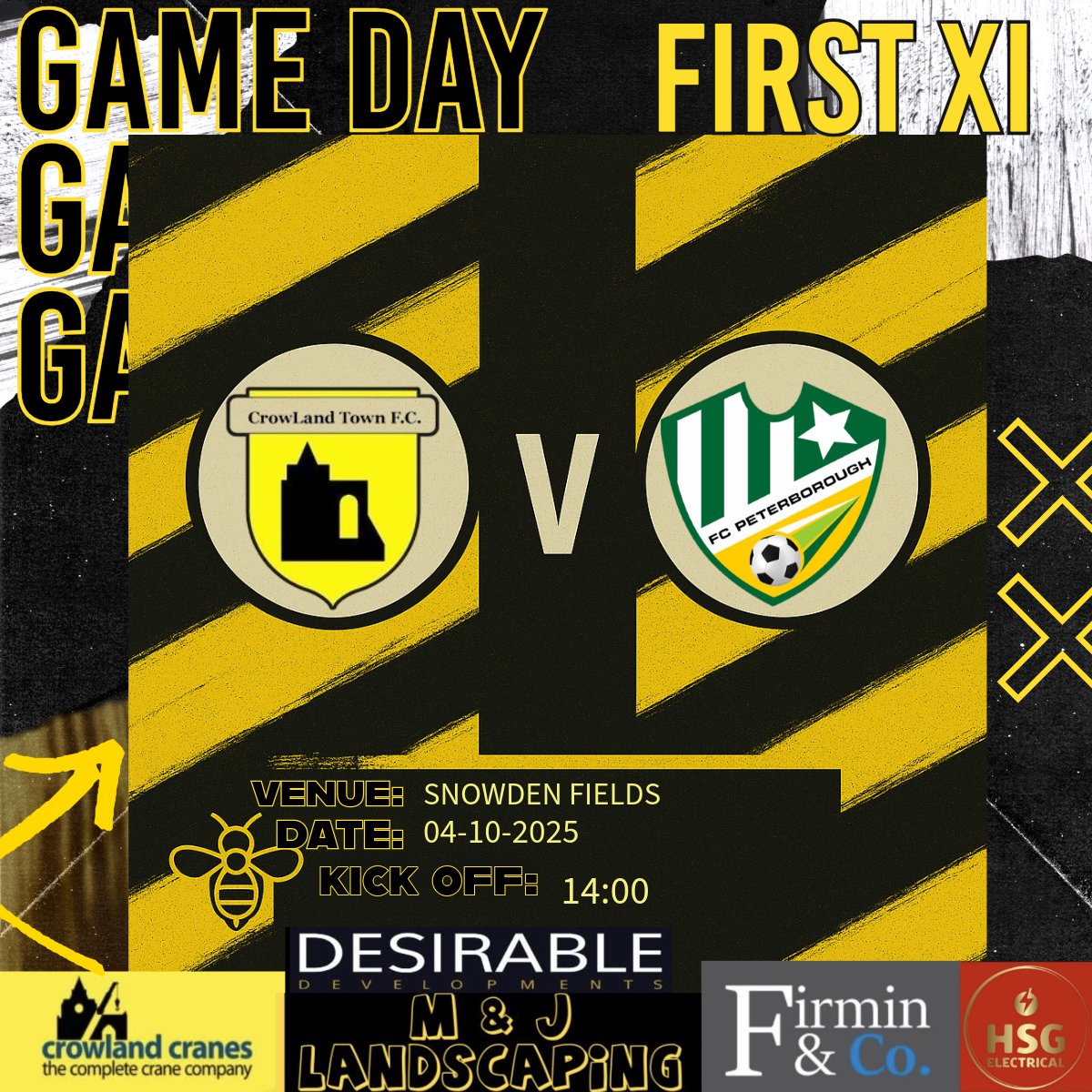 CrowlandTown's tweet photo. This Saturday our 1st Team welcome @fc_peterborough Reserves too Snowden Fields for what looks like will be a competitive @PDFLUK Premier Division Match. All support as always, will be massively appreciated. @spaldingsport @PTAlanSwann @BasePyramid @NonLeague16 🟡⚫️⚽️🐝🟡⚫️⚽️🐝 https://t.co/dF9C6czzw2