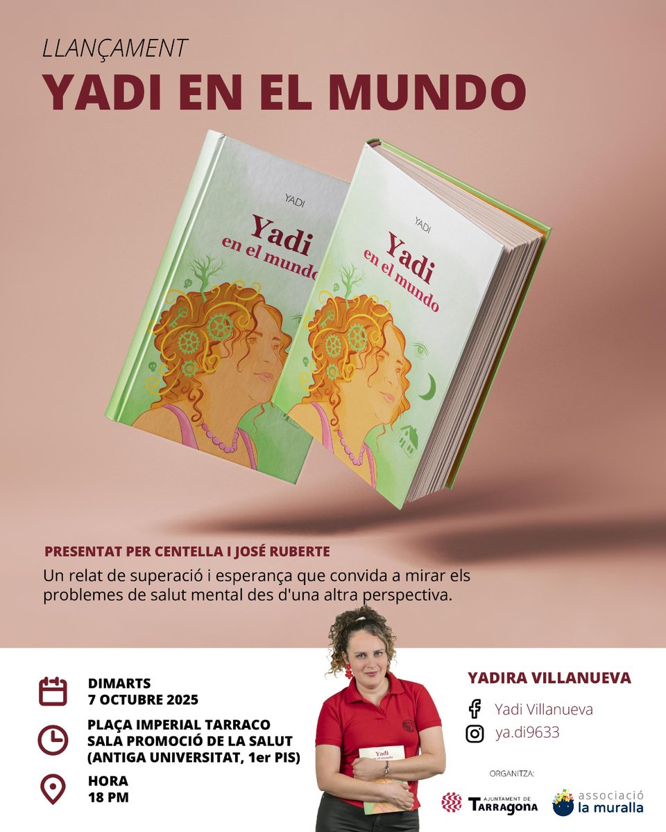 En el mes de la salut mental us convidem al acte presentació del libre Yadi en el mundo. Escrit per la nostra usuaria Yadira Villanueva. El acte tindrá lloc a la plaça imperial tarraco Sala promoció de la Salut (Antiga universitat, 1er piso) a les 18 h. Us esperem