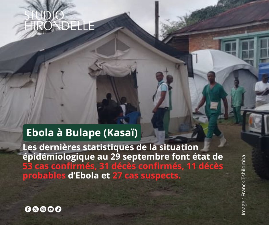 🏥 A l'hôpital général de référence de #Bulape, les malades d'#Ebola sont isolés et soignés dans une tente spéciale. Dans le traitement, les médécins utilisent le #MAB_114, un médicament spécifique dont l'efficacité est avérée.  
🎧 Notre magazine 👉🏾 bit.ly/3KPKDu0