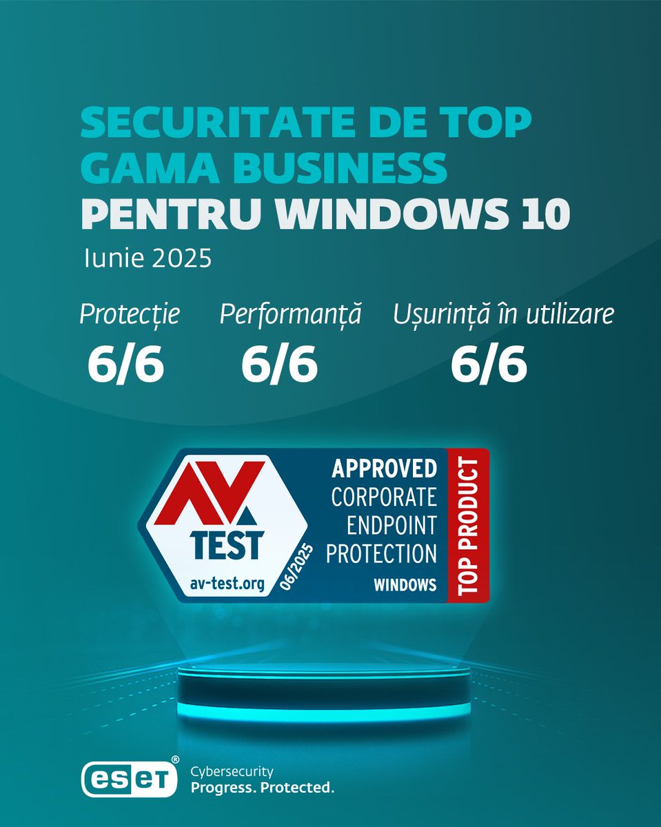 ESET_RO's tweet image. 🏆 Scoruri de top pentru soluțiile ESET acordate de AV-Test:

✔ Top Product - soluții Windows 10, business și consumer.
✔ Securitate certificată - macOS Sequoia.
✔ Securitate certificată - Android.

Acesta este ESET.

#ESET #Cybersecurity #AVTest #android #macOS #windows10