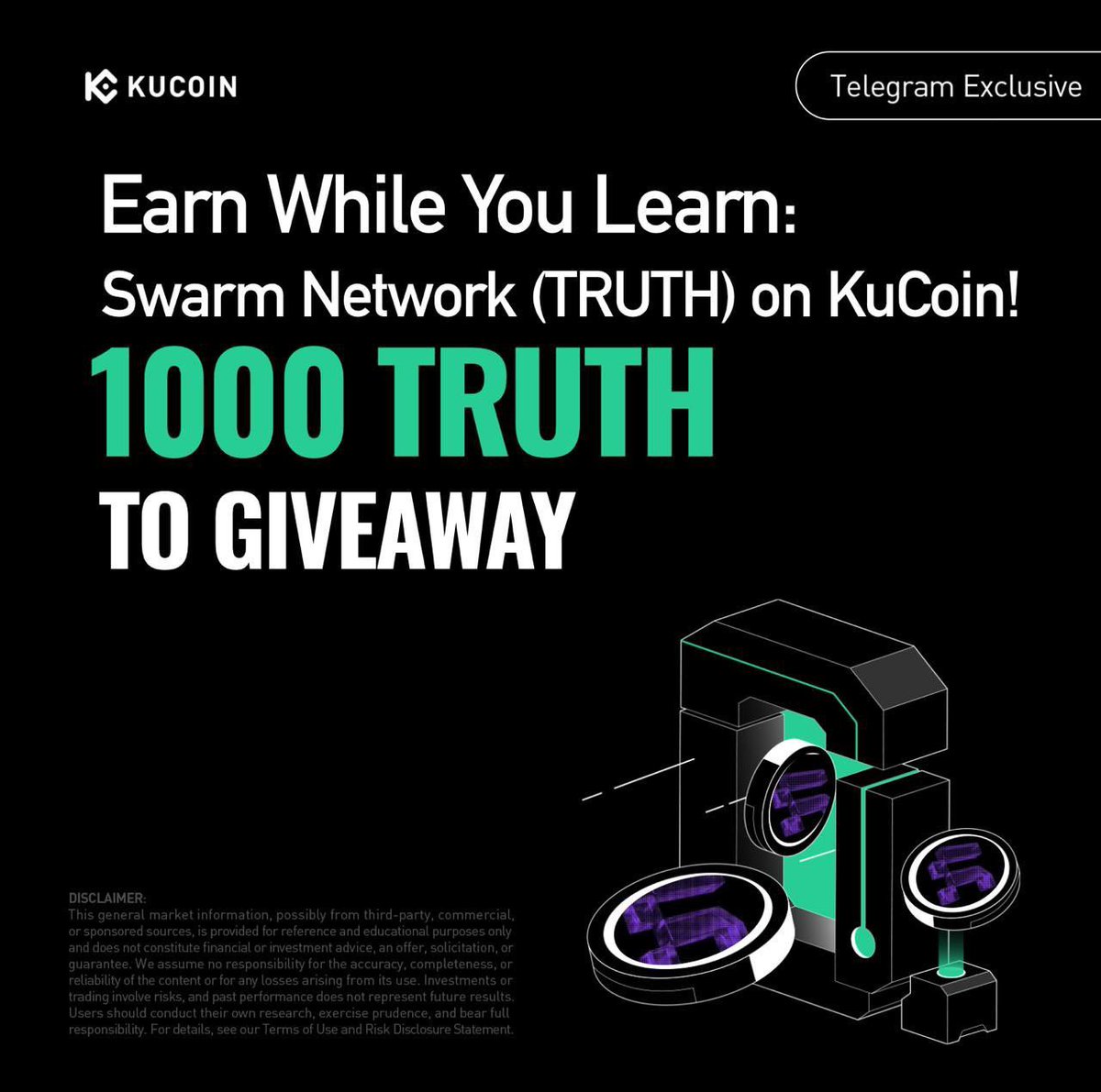 KucoinBD's tweet photo. কুকয়েন বাংলাদেশ কমিউনিটি লার্ন এন্ড আর্ন কুইজ Swarm Network (TRUTH) এর সাথে 🔥 https://t.co/3Jtbf1W27H

অংশগ্রহণ করুন এবং জিতুন TRUTH রিওয়ার্ড ✨

💰 রিওয়ার্ড: টোটাল ১০০০ TRUTH গিভওয়ে

💰টোটাল ১০ জন বিজয়ী সিলেক্ট করা হবে যারা কুইজের সঠিক উত্তর দিবে এবং প্রতিজন ১০০ TRUTH$ রিওয়ার্ড পাবে।

⏳ কুইজ শুরু হবে: ২ অক্টোবর রাত ৯:০০ টা থেকে কুকয়েন বাংলাদেশ কম���উনিটি তে। https://t.co/vHBhhkWrjI

⚡️ কুইজে বিজয়ী হতে ফলো করুন কুকয়েন বাংলাদেশ টুইটার কুকয়েন বাংলাদেশ কমিউনিটি এবং নিউজ চ্যানেলে। https://t.co/Bp0FazaIk4
https://t.co/lTTmkLz1KB 
https://t.co/AJWIgS9abP

📱 লাইক+রিটুইট করুন

➡️ কুইজের রুলস এবং নিয়মাবলি 

🚩 সকল অংশগ্রহনকারীরা ২ থেকে ৩ মিনিট সময় পাবে কুইজের উত্তর দিতে এবং এই গুগল ফর্মে সাবমিট করতে হবে আপনার কুকয়েন UID এবং টেলিগ্রাম ইউজারনেইম। https://t.co/E9wrDjBggW

🚩 কমেন্ট করতে হবে 
সঠিক উত্তর+UID+ #TruthQuizBangladesh  হ্যাশট্যাগ সহ।

🚩 কুইজে ১০ টি প্রশ্ন থাকবে এবং সবাইকে মিনিমাম ৩ টি সঠিক উত্তর দিতে হবে বিজয়ী হতে।

🚩 বিজয়ীদের রিওয়ার্ড কুকয়েন টিম ডিস্ট্রিবিউশন করবে আপনার শেয়ার করা UID তে, ক্যাম্পেইন শেষ হওয়ার পর ১৪ কার্যদিবসের মধ্যে।

🚩 যদি আপনার কুকয়েন একাউন্ট রিস্ক কন্ট্রোল দ্বারা ফিল্টার থাকে তাহলে রিওয়ার্ড ডিস্ট্রিবিউশনের সময় আপনি বাদ পড়তে পারেন। তাই আপনার এক্টিভ এবং রেগুলার ট্রেডিং হিস্টোরী আছে এমন কুকয়েন UID সাবমিট করে সকল ক্যাম্পেইনে জয়েন করবেন।

🧩 যদি আপনার এখনো কুকয়েন একাউন্ট না থাকে, তাহলে সাইন আপ করুন কুকয়েনে! https://t.co/y0LUS1FoRo

⚠️ KuCoin Exchange Bangladesh   যেকোনো কার্যক্রম বা কার্যক্রমের নিয়ম বাতিল বা পরিবর্তন করার সম্পূর্ণ অধিকার সংরক্ষণ করে ।