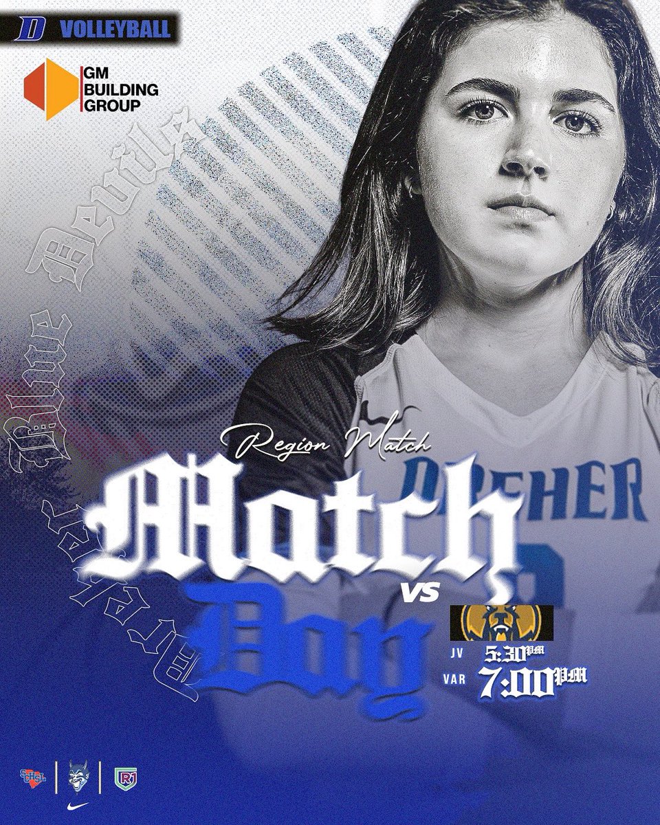 Another big match here at home ‼️🏐
🏟️: HOME @ Dreher 
🆚: Lancaster Bruins 
⏰: JV @ 5:30 | Varsity @ 7:00 

This match is being brought to you by GM Building Group!