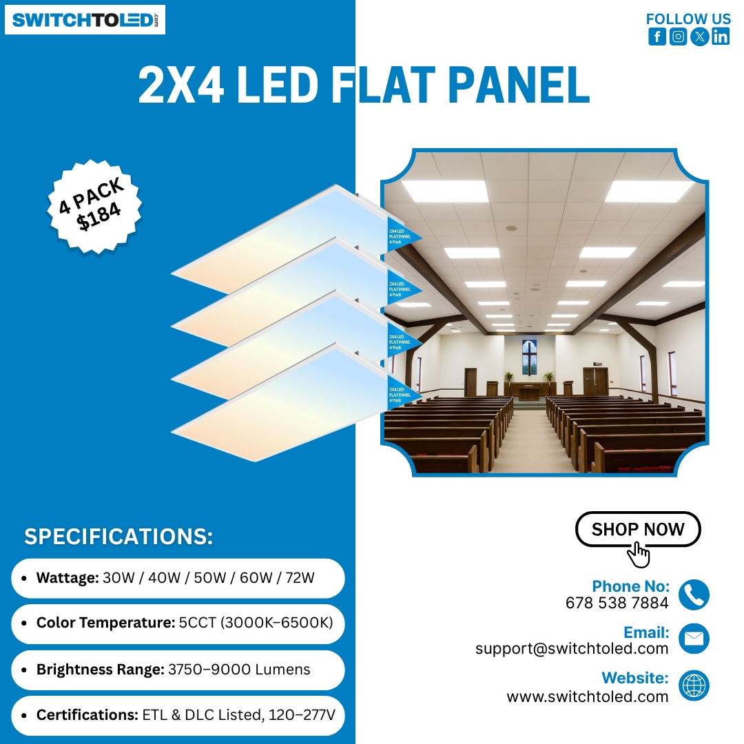 switchto_led's tweet image. 💡 Illuminate large spaces with 2x4 LED Flat Panels – 4 Pack for just $184!
✔️ 30W–72W Selectable
✔️ 3750–9000 Lumens
✔️ 5CCT (3000K–6500K)
✔️ ETL &amp;amp; DLC Listed
👉 Shop now: switchtoled.com
#LEDFlatPanel #SwitchToLED #CommercialLighting #OfficeLighting