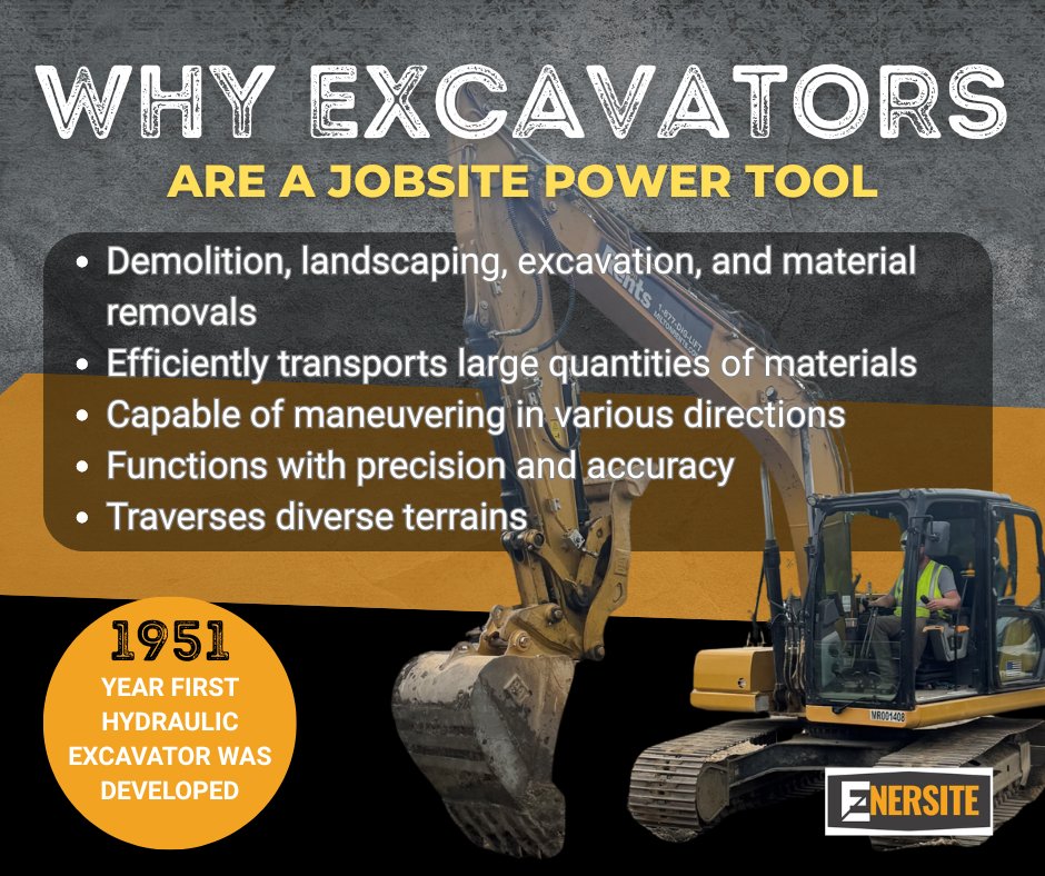 enersite's tweet photo. When you see the excavators coming, some big stuff is about to happen. As underground site work professionals, excavators are a huge part of our work. They get the "heavy lifting" done so that other big machinery can do the work of construction.  https://t.co/GHBbZCnTlC https://t.co/fJdPYdxDE7