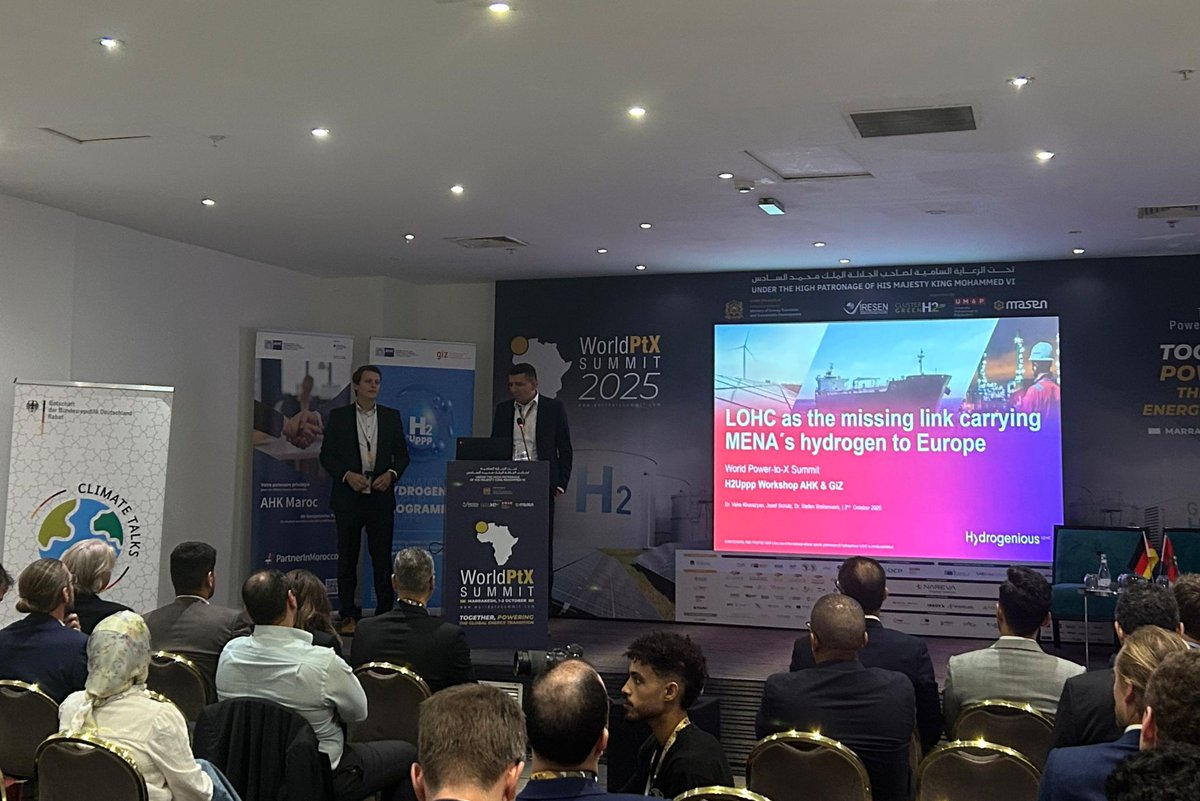 📢 [AHK News]This morning at the World PX Summit 2025, AHK Morocco, together with GIZ Maroc / H2Uppp, hosted a high-level 𝗣𝗿𝗶𝘃𝗮𝘁𝗲 𝗦𝗲𝗰𝘁𝗼𝗿 &amp; 𝗕𝟮𝗕 𝗪𝗼𝗿𝗸𝘀𝗵𝗼𝗽 dedicated to the role of Public–Private Partnerships (PPPs) in shaping Morocco’s green hydrogen future.