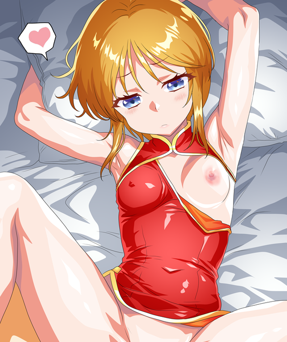 チャイナドレスプルツーΣφ三φ(:3」∠)_半脱ぎすこ