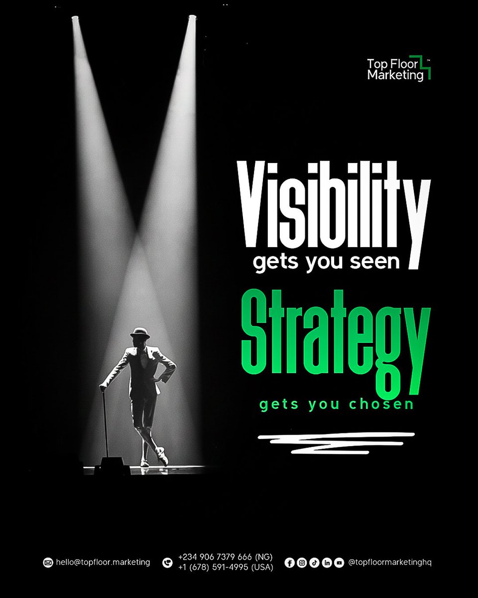 TopFloor_TFM's tweet photo. Visibility only gets you seen. Strategy is what gets you chosen.
At Top Floor Marketing, we transform attention into measurable influence with data-driven strategies.
#BeyondVisibility #digitalmarketinggrowthhacks
#TopFloorMarketing #DigitalMarketing https://t.co/X3LGwE27cW