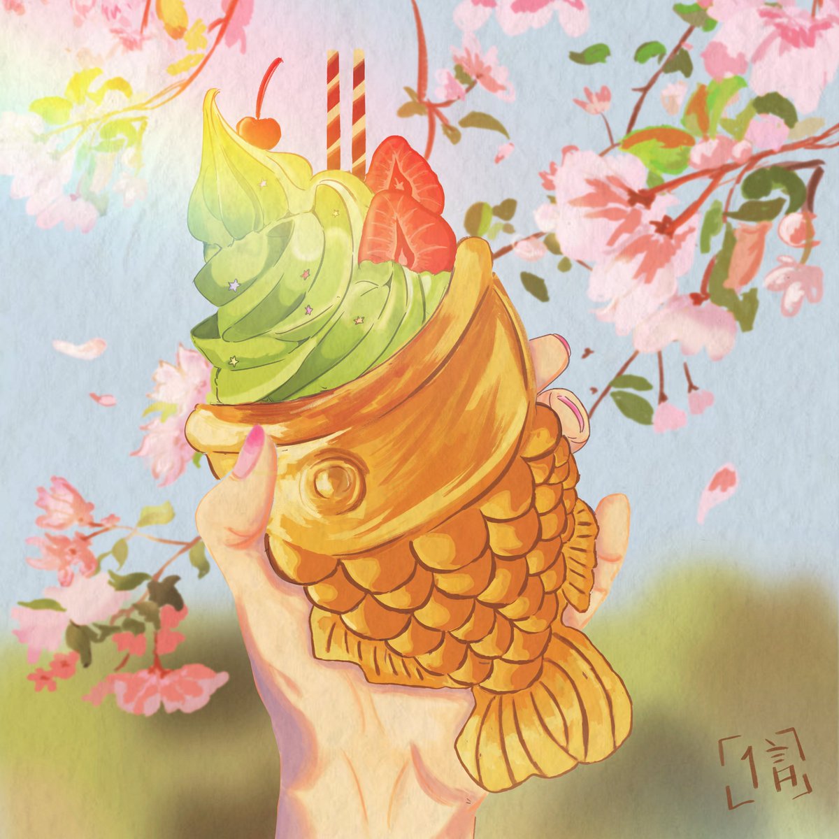 XueCrose's tweet photo. Our professor wanted us to make half traditional and digital. But I wanna make a full one before doing the traditional. Look a Taiyaki Ice cream! 

#digitalart #Photoshop #drawing  #fypviraltwitter  #FoodieBeauty https://t.co/LSMXasgxSF