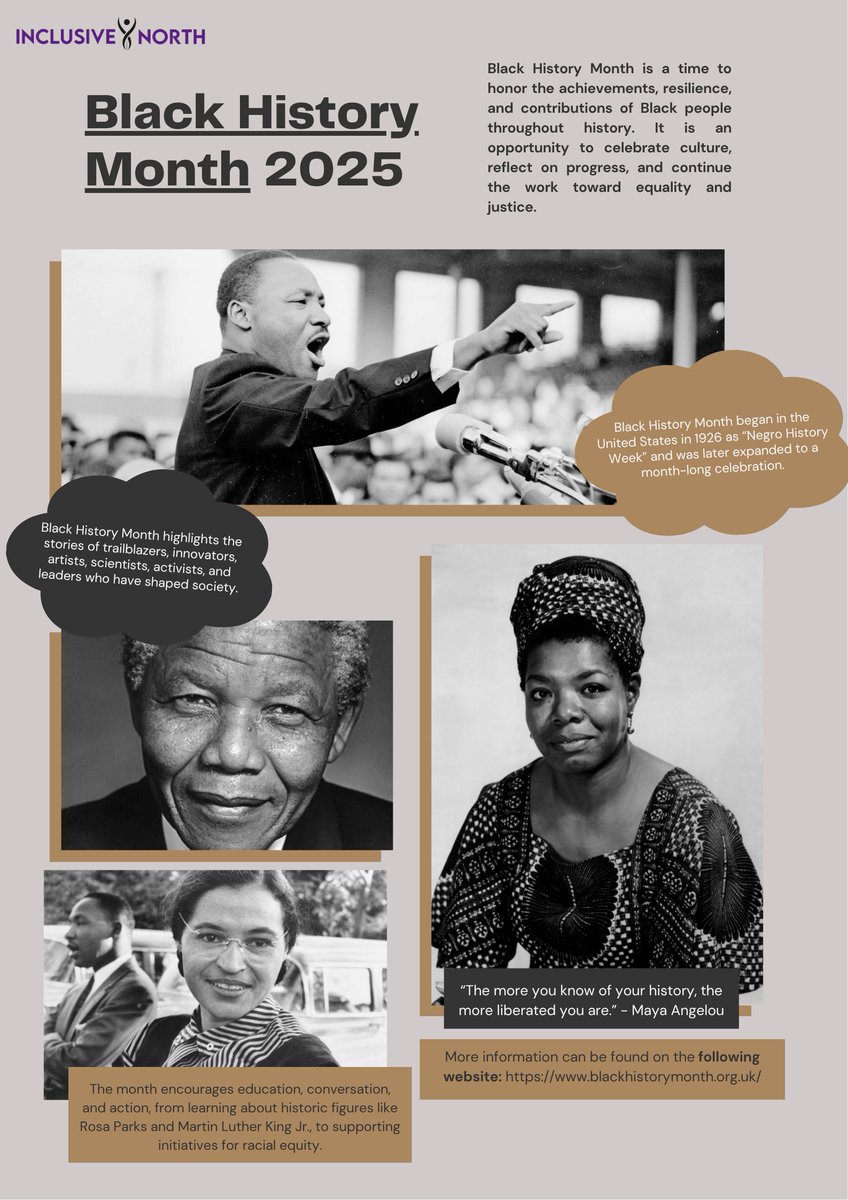 Happy #BlackHistoryMonth 2025! Inclusive North is committed to learning about #BlackBritishHistory this October. What piece of history should everyone know?

Follow <a href="/InclusiveNorth/">Northern Inclusion</a> for discussions on #RacialEquity all year long.

#BHM2025 #UKBlackHistory #LearnCelebrateStandProud