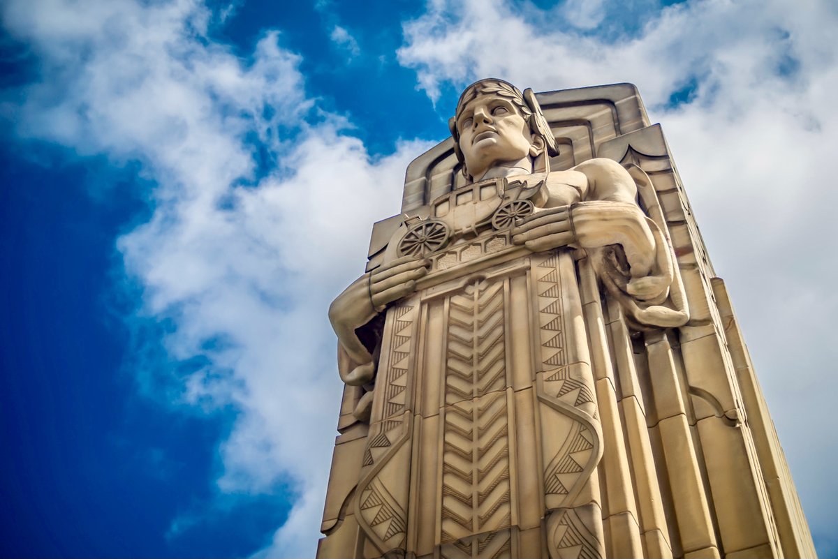 Cleveland’s MLB team takes its name from the city’s "Guardians of Traffic": 43-foot giants looking out over the city. A century ago, they were sculpted largely by stone carvers from Oratino, Italy. The project took years to complete. <a href="/ClevGuardians/">ClevelandGuardians</a> <a href="/IAmCleMuseum/">Italian American Museum of Cleveland</a> <a href="/LittleItalyCLE/">LittleItalyCleveland</a>