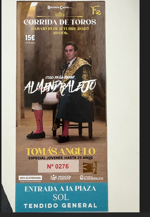 CONTAMOS CON VOSOTR@S (15 e), jóvenes, chavales, muchachos, zagales, chaveas, mozos, rapaces, pibes, CHICAS Y CHICOS.

¡VIVA NUESTRA FIESTA DE LOS TOROS!

(Menores de 12 años GRATIS acompañados de un adulto con entrada)
#cuestióndeFE #FE #ArgumentosParaCreer #ElReyDeLosLocosSoyYo