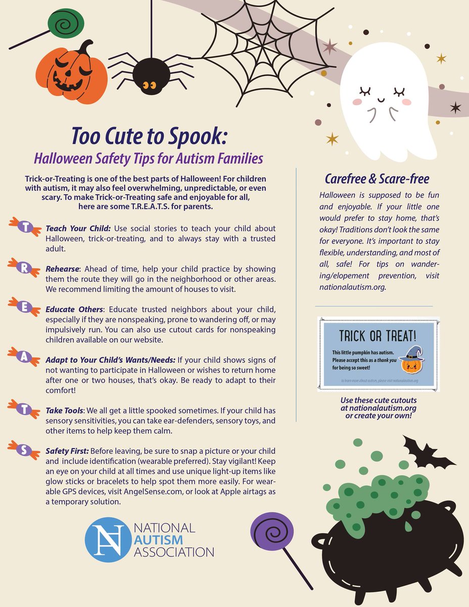 Here's to a carefree &amp; scare-free Halloween! Parents, you can download these free tips at: nationalautismassociation.org/wp-content/upl… 

#autismsafety