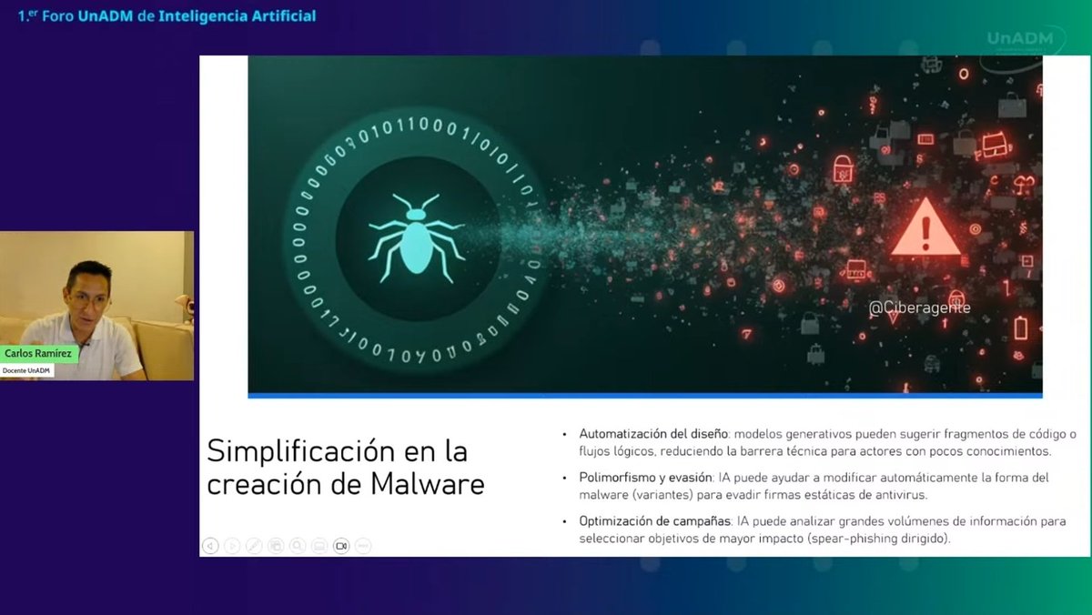 El día de ayer participé en el 1er Foro #UnADM de #InteligenciaArtificial 💻

Con temas sobre los que investigo de #Ciberseguridad ⚖️☠️

<a href="/Ciberagente/">Ciberagente ☠️</a> ☠️

<a href="/UnADM_Mx/">UnADM_MX</a> 🌟