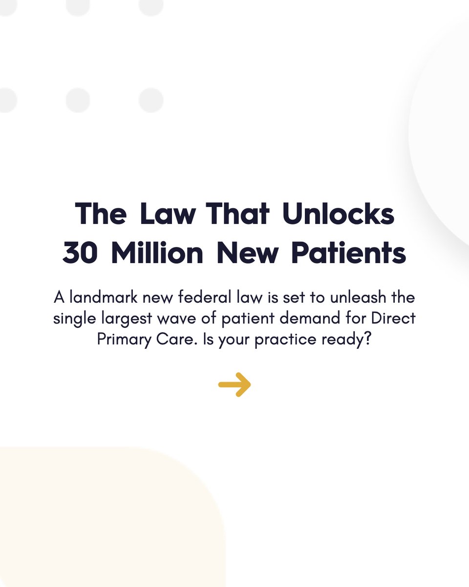 FindMyDirectDoc's tweet image. ‼️ The single most important legislative event for Direct Primary Care is here 👀

To get the full strategic playbook on how to prepare your practice, structure your fees, and market this new advantage, download our FREE eBook - drive.google.com/file/d/1yQv9jJ… 🔗